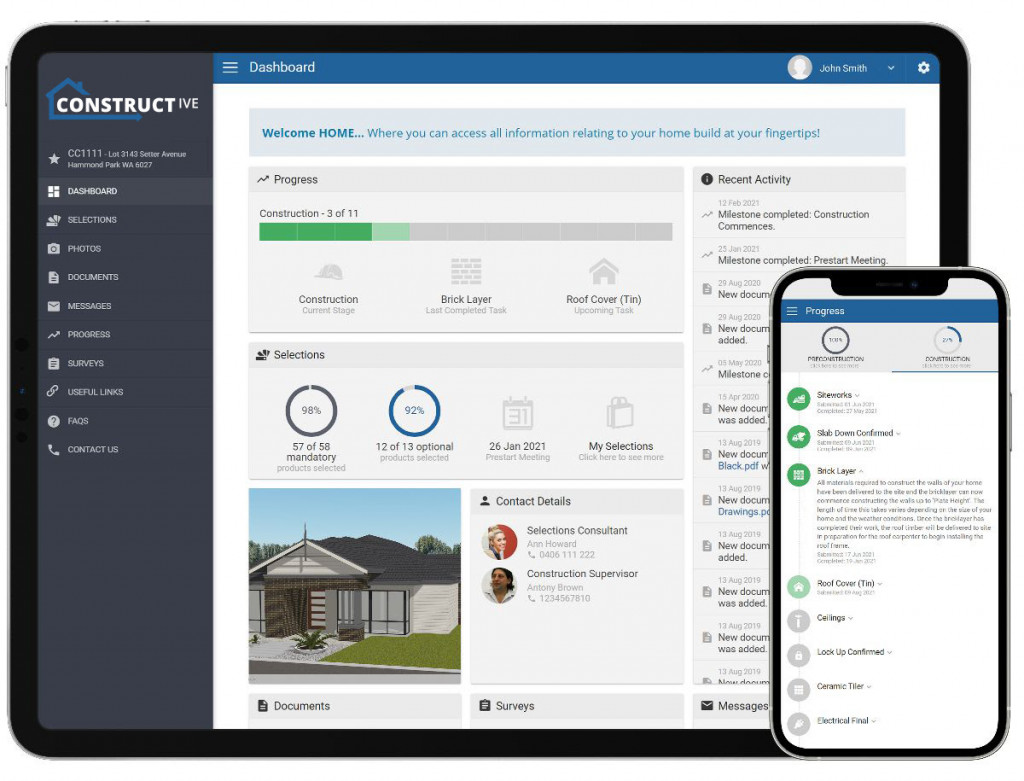 Constructive Software integration Portal dashboard