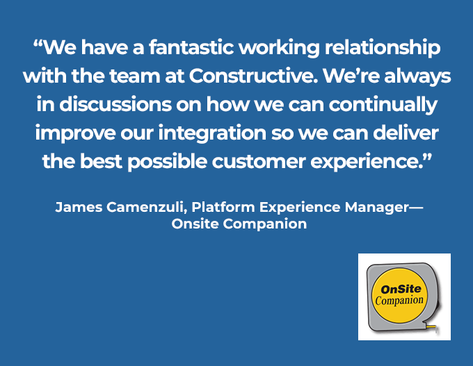 Integration partner Onsite Companion quote