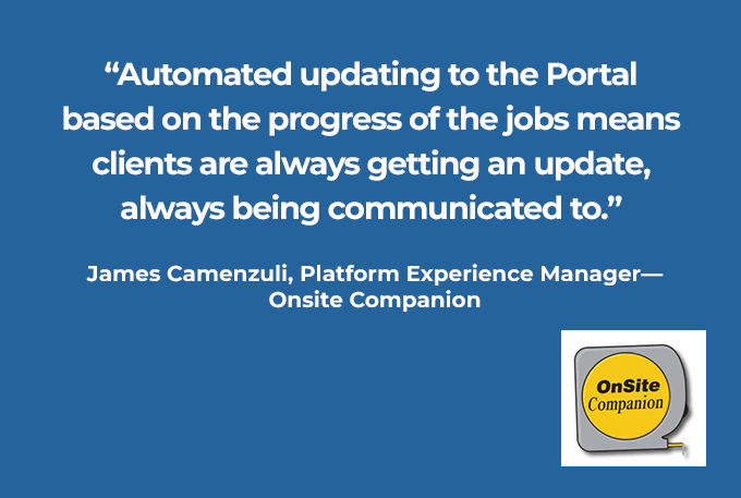 Integration Portal quote from OnSite Companion