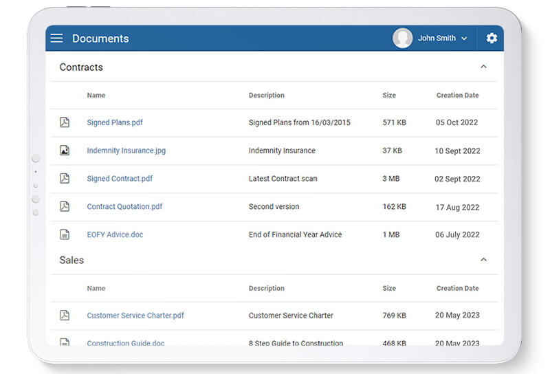 Constructive customer portal documents